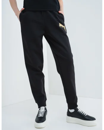 Pantaloni de trening cu imprimeu logo ESS, Negru