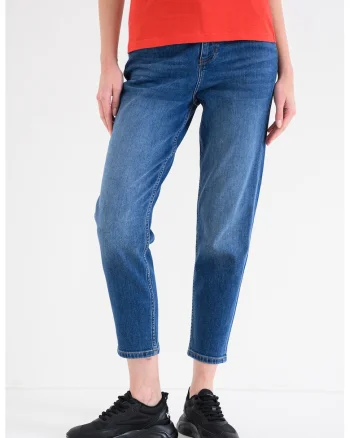 Blugi crop cu talie inalta Charlotte, Albastru royal
