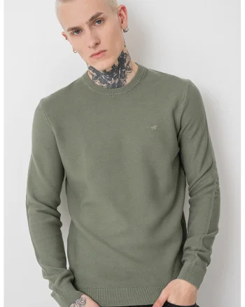 Pulover din bumbac Elliot, Verde feriga