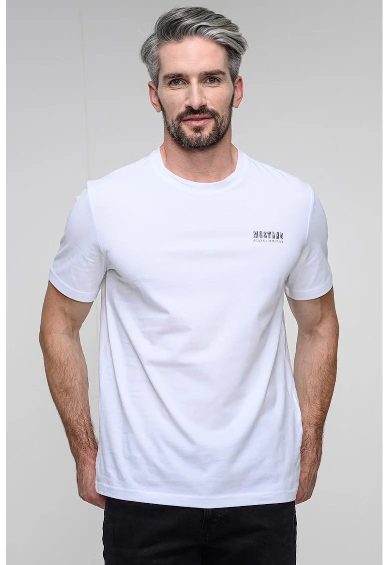 Tricou din bumbac cu imprimeu pe partea din spate Austin, Alb/Negru/Portocaliu