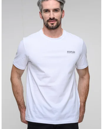 Tricou din bumbac cu imprimeu pe partea din spate Austin, Alb/Negru/Portocaliu