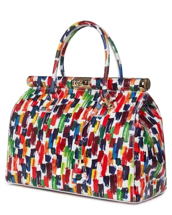 Geanta din piele cu flori Gioia model multicolor
