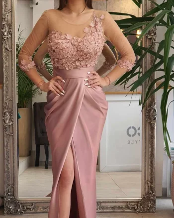 Rochie eleganta din tafta cu broderie florala 3D