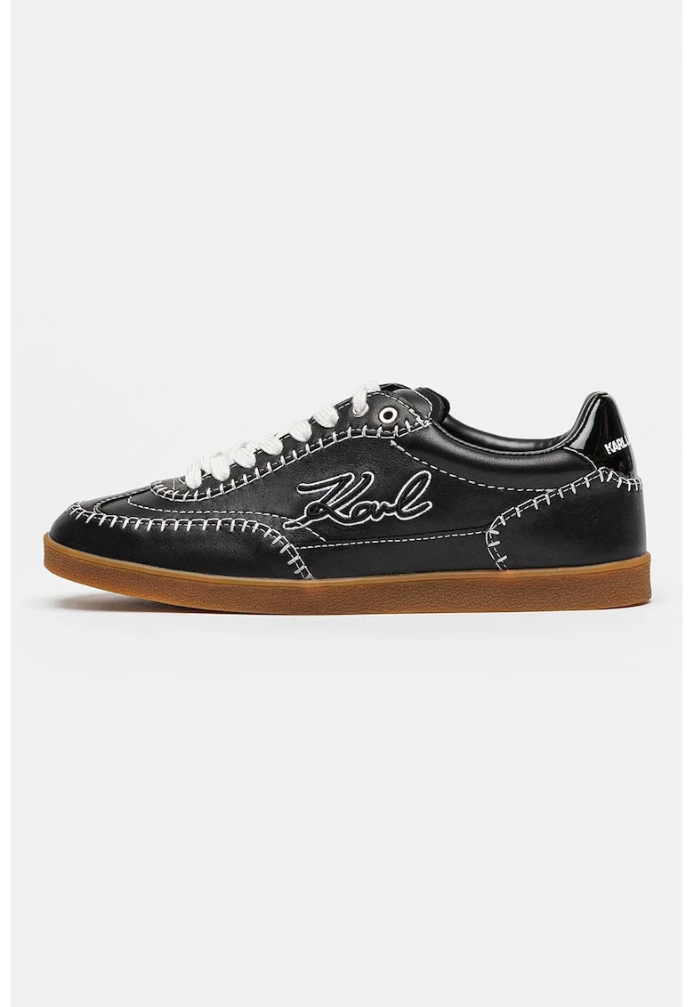 Pantofi sport din piele cu logo brodat Kandidate, Negru
