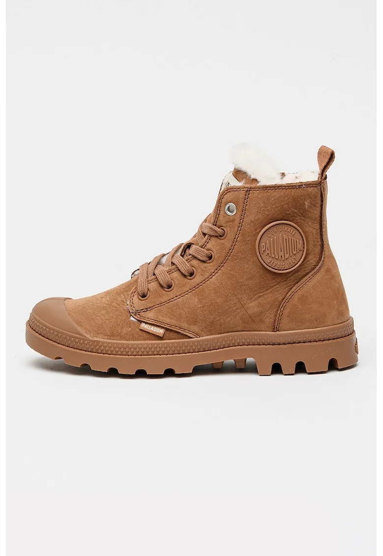 Ghete din piele nabuc Pampa Hi Zip WL, Maro cognac