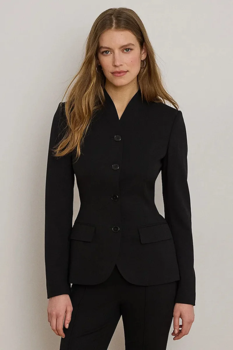 Lauren Ralph Lauren sacou cu un singur rând de nasturi pentru femei cu lână