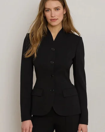 Lauren Ralph Lauren sacou cu un singur rând de nasturi pentru femei cu lână