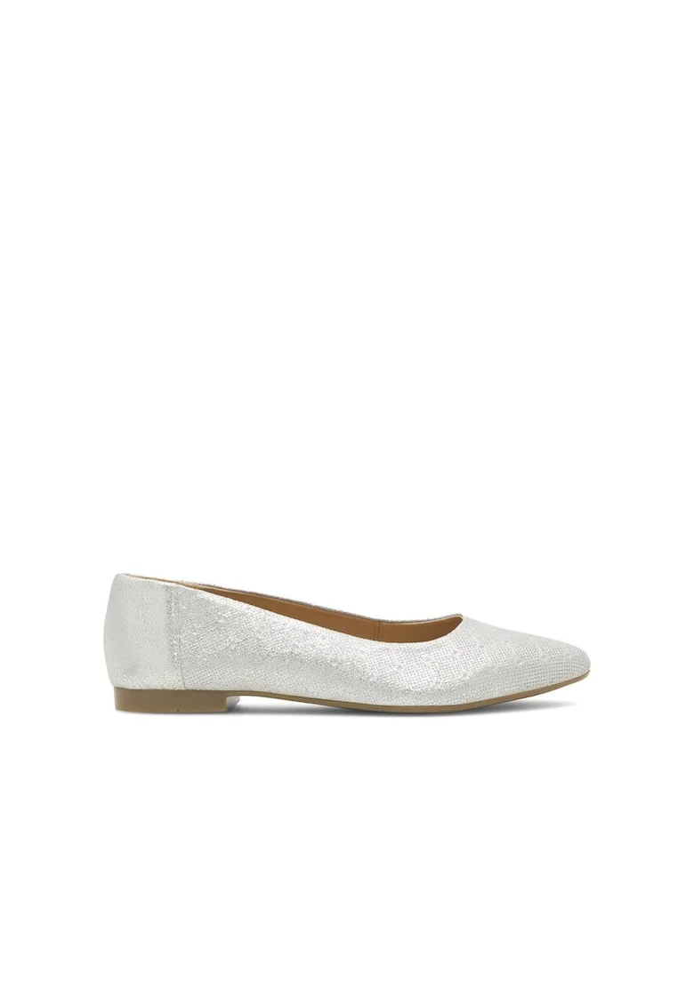 Balerini dama,  590559, Piele naturala, Argintiu,