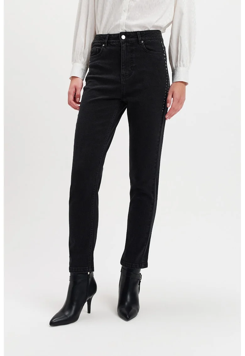 Blugi crop bootcut, Negru