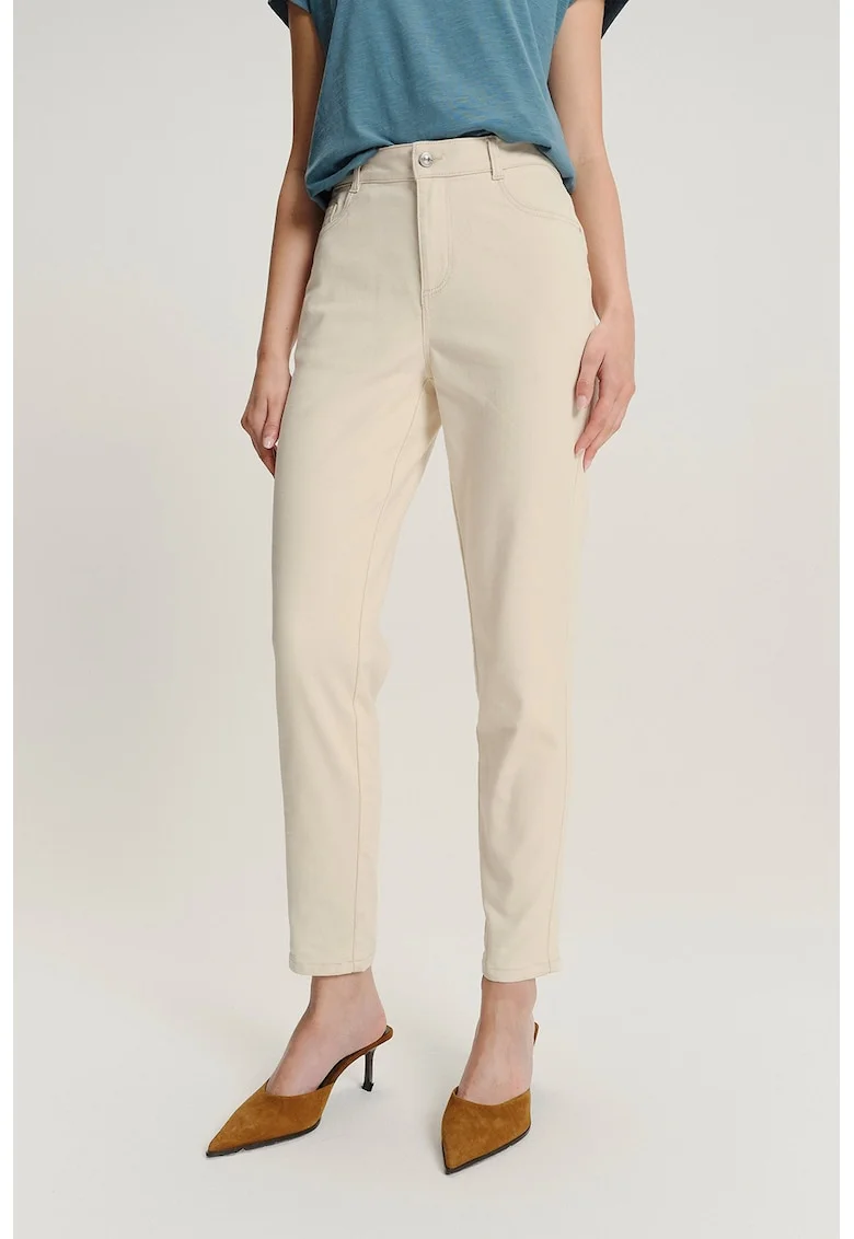 Pantaloni crop slim fit, Crem