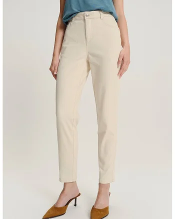 Pantaloni crop slim fit, Crem