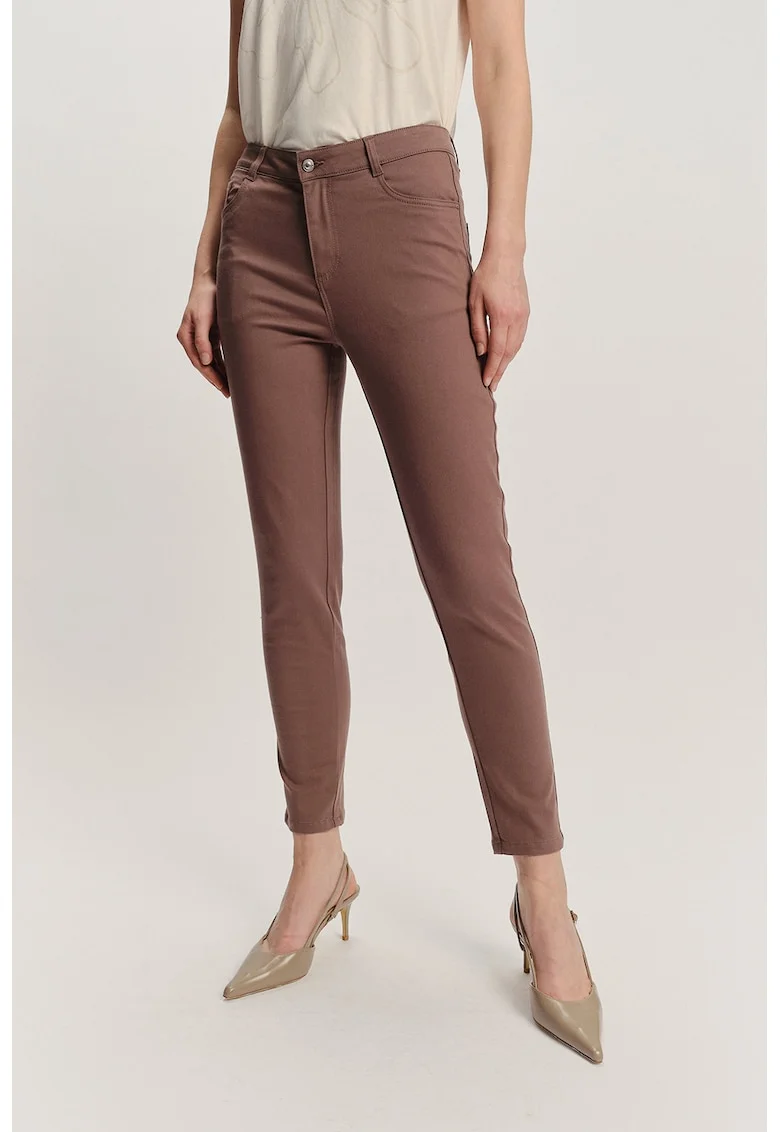 Pantaloni crop slim fit, Maro
