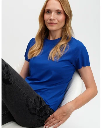 Tricou uni cu decolteu la baza gatului, Albastru royal