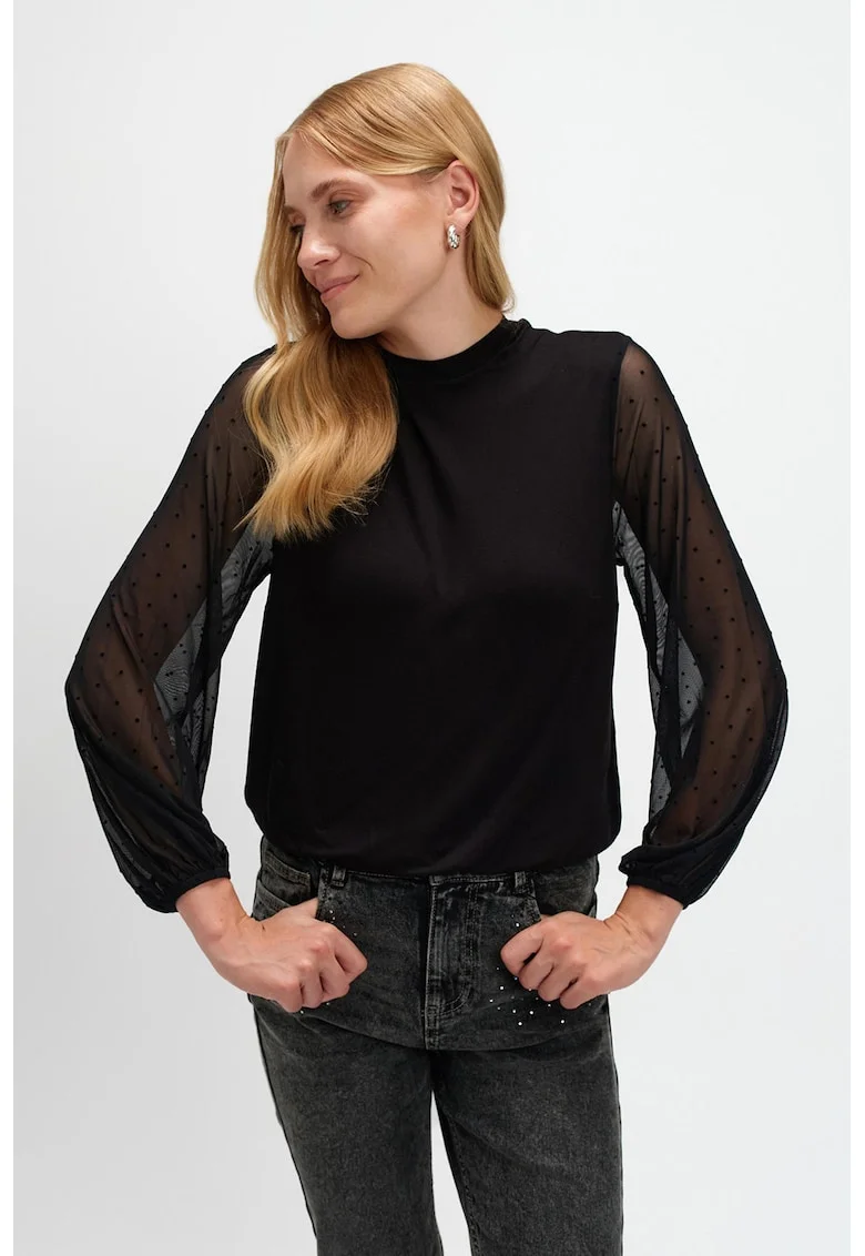 Bluza cu maneci semitransparente, Negru