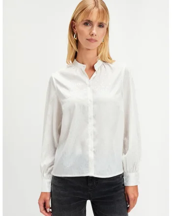 Bluza cu maneci bufante, Alb