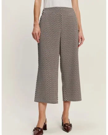 Pantaloni culotte cu buzunare, Negru/Bej deschis