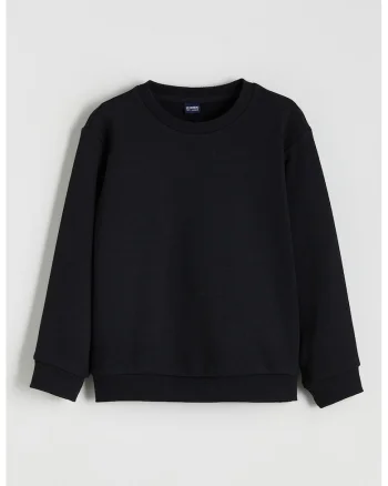 Bluza uni de trening cu mansete elastice si terminatie, Negru