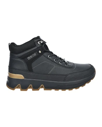 Bocanci flatform de piele ecologica cu sireturi, Gri antracit