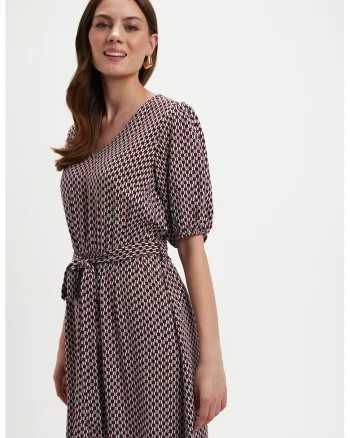 Rochie mini cu model si decolteu in V, Alb/Negru