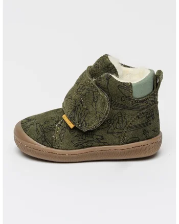 Ghete cu model si velcro, Negru/Kaki inchis