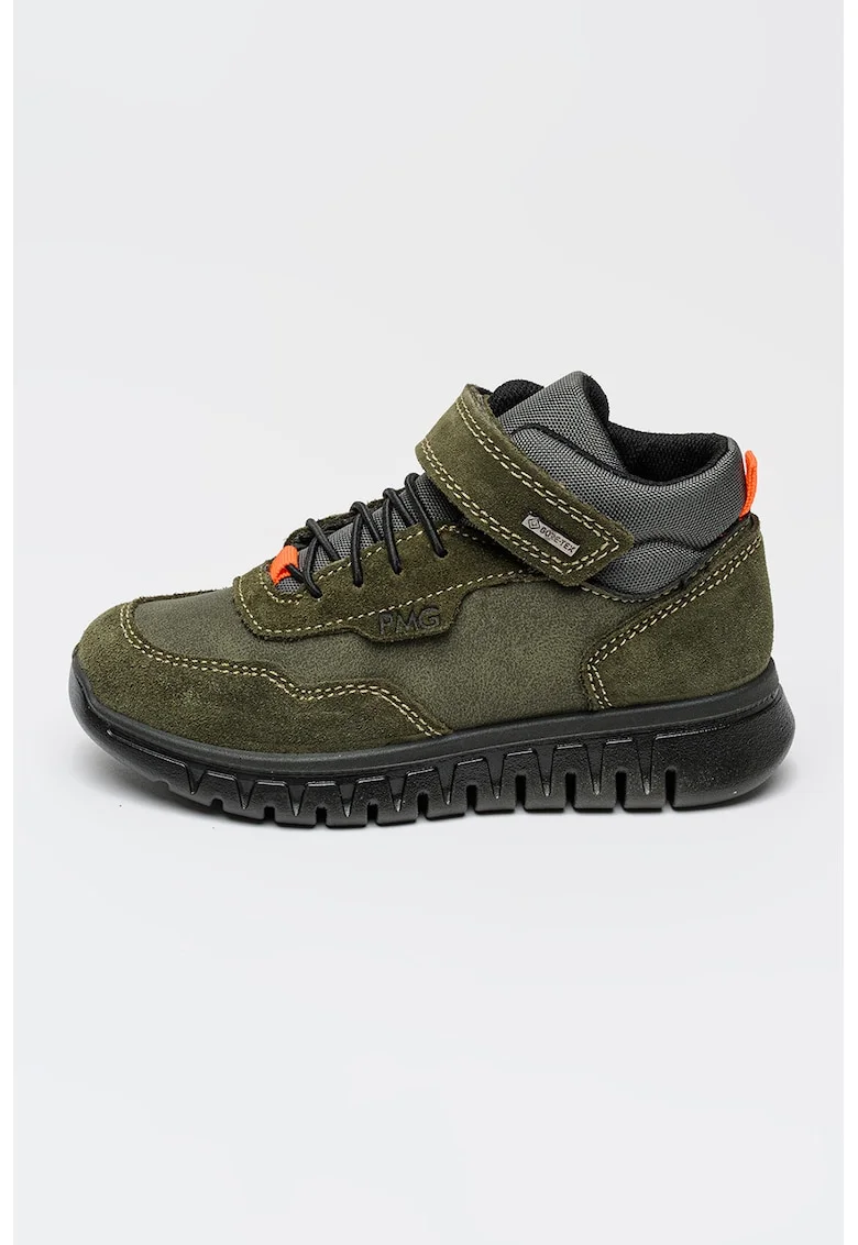 Ghete din piele intoarsa si material textil cu tehnologie Gore-Tex, Kaki inchis