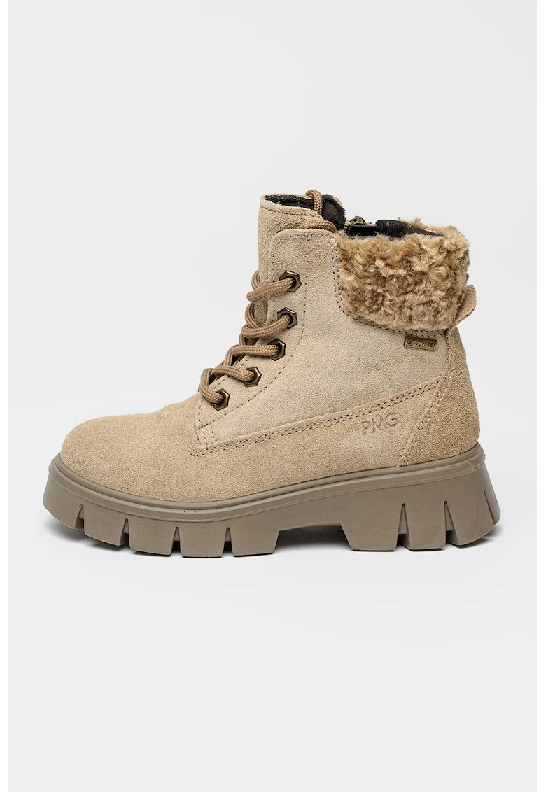 Ghete din piele intoarsa cu blana shearling si tehnologie Gore-Tex, Bej