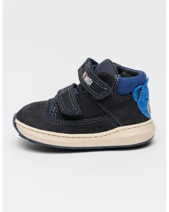Ghete din piele nabuc cu velcro, Albastru ultramarin