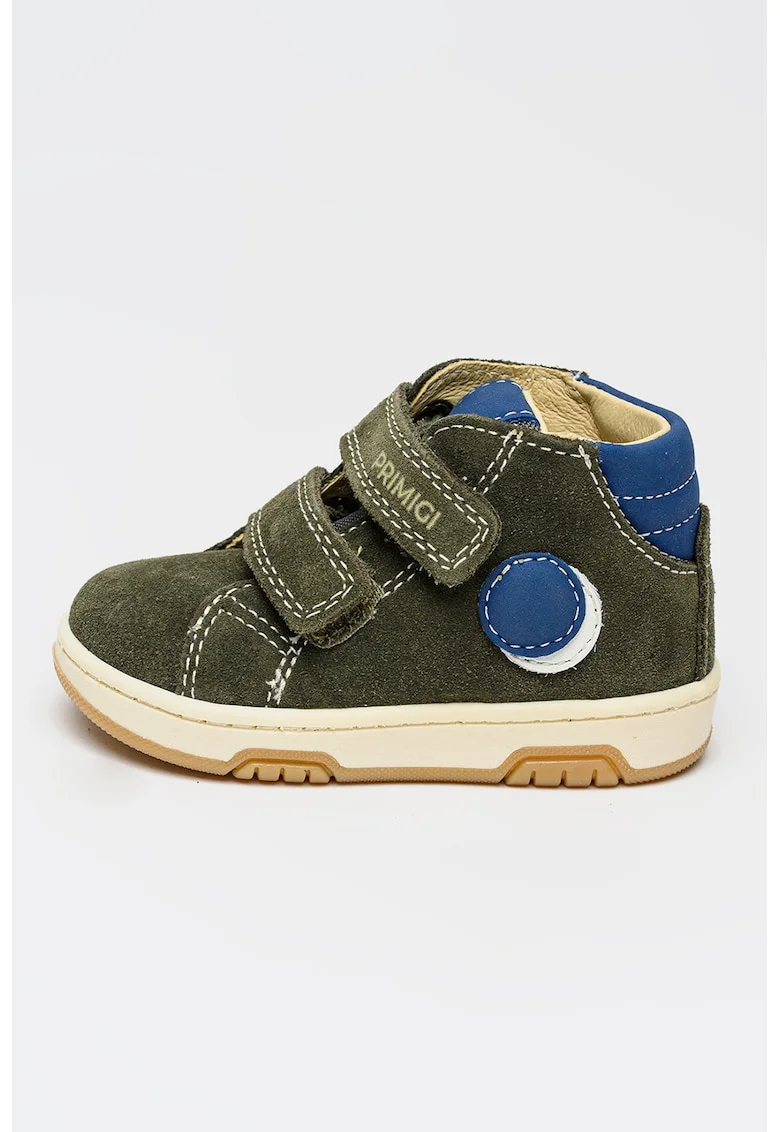 Ghete din piele intoarsa cu model in doua nuante, Albastru inchis/Verde inchis