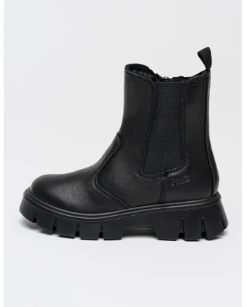 Ghete din piele cu fermoar, Negru