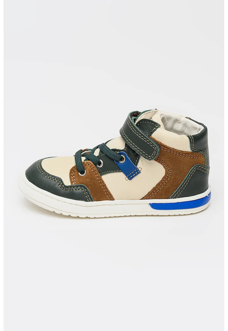 Pantofi sport cu model colorblock si insertii din piele intoarsa, Maro/Verde inchis/Alb murdar
