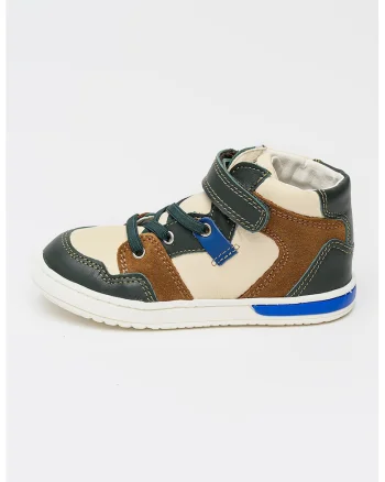 Pantofi sport cu model colorblock si insertii din piele intoarsa, Maro/Verde inchis/Alb murdar