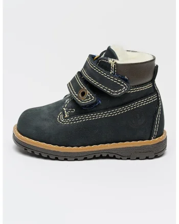 Ghete din piele nabuc cu velcro, Albastru ultramarin