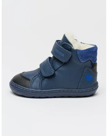 Ghete din piele cu barete velcro, Negru/Albastru inchis