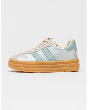 Pantofi sport low-cut flatform, Verde/Argintiu