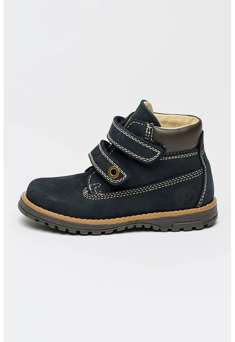 Ghete din piele nabuc cu velcro, Bleumarin