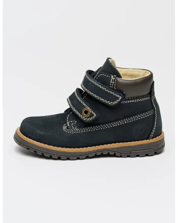 Ghete din piele nabuc cu velcro, Bleumarin