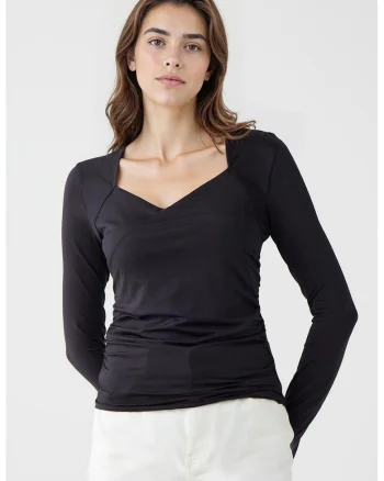 Bluza cu decolteu sweetheart, Negru