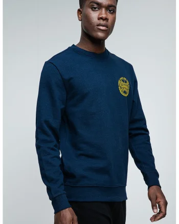 Bluza de trening regular fit cu imprimeu circular, Galben sofran/Bleumarin