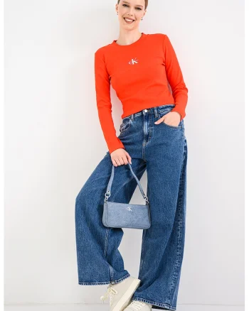 Bluza din amestec de bumbac cu imprimeu logo, Coral