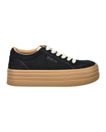 Pantofi sport flatform de piele intoarsa, Negru