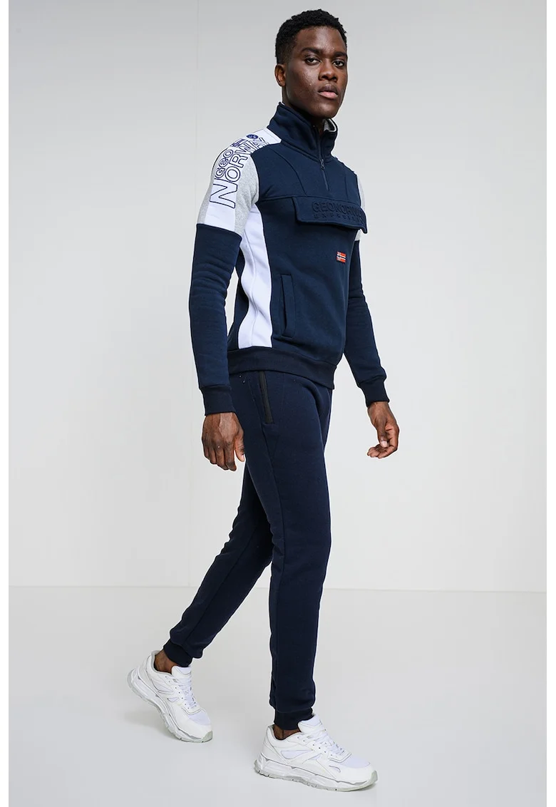 Bluza de trening cu logo Fagostino, Alb/Gri melange/Bleumarin