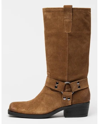 Cizme mid-calf din piele intoarsa Ruskin, Maro deschis