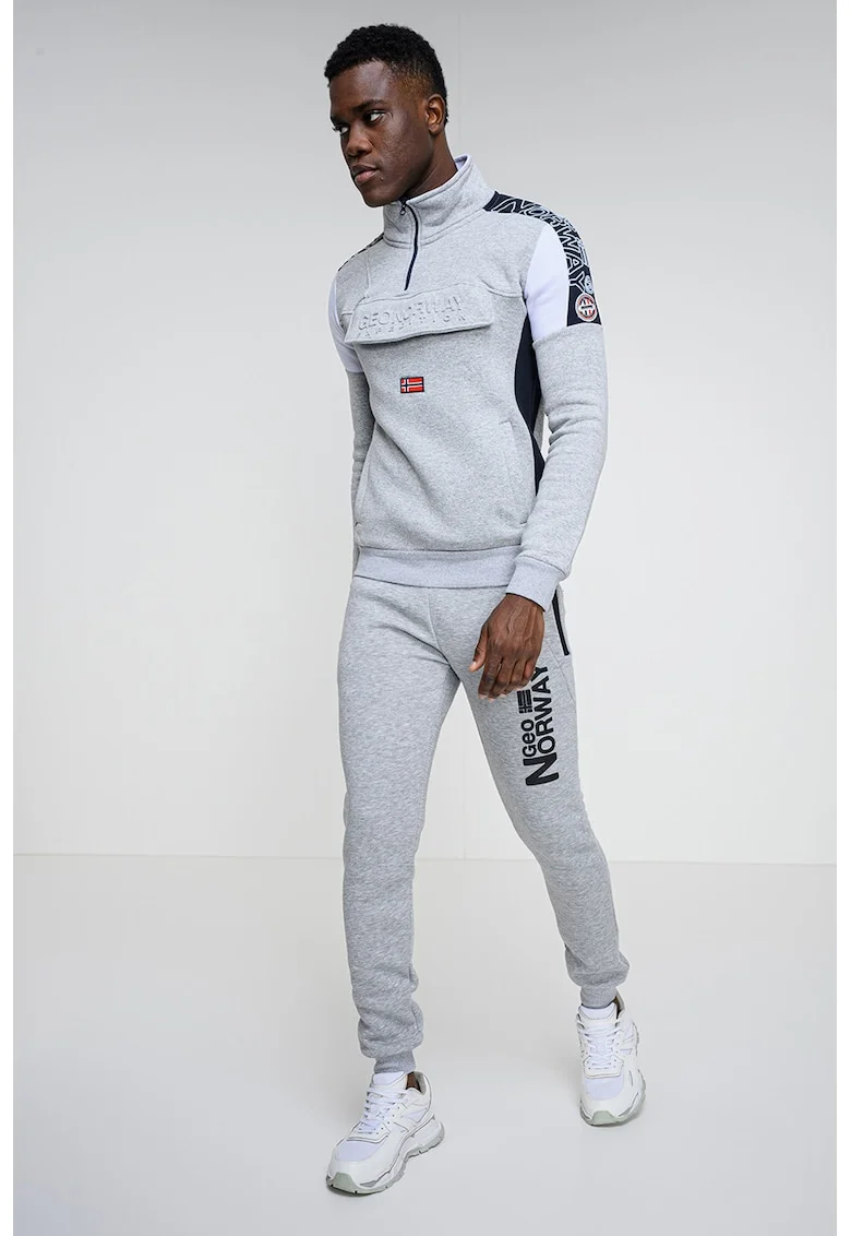 Bluza de trening cu logo Fagostino, Gri melange