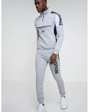 Bluza de trening cu logo Fagostino, Gri melange