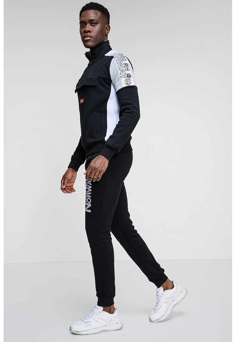 Bluza de trening cu logo Fagostino, Alb/Negru