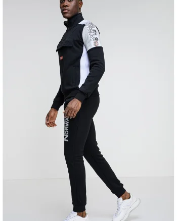 Bluza de trening cu logo Fagostino, Alb/Negru