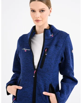 Bluza de trening cu fermoar si logo Tedenana, Negru/Bleumarin