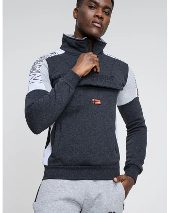 Bluza de trening cu logo Fagostino, Gri inchis melange