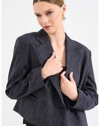 Sacou lejer din amestec de lana, Bleumarin