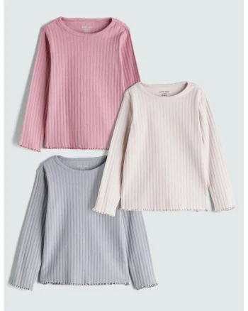 Set de bluze slim-fit - 3 piese, Gri carbune/Alb murdar/Roz prafuit